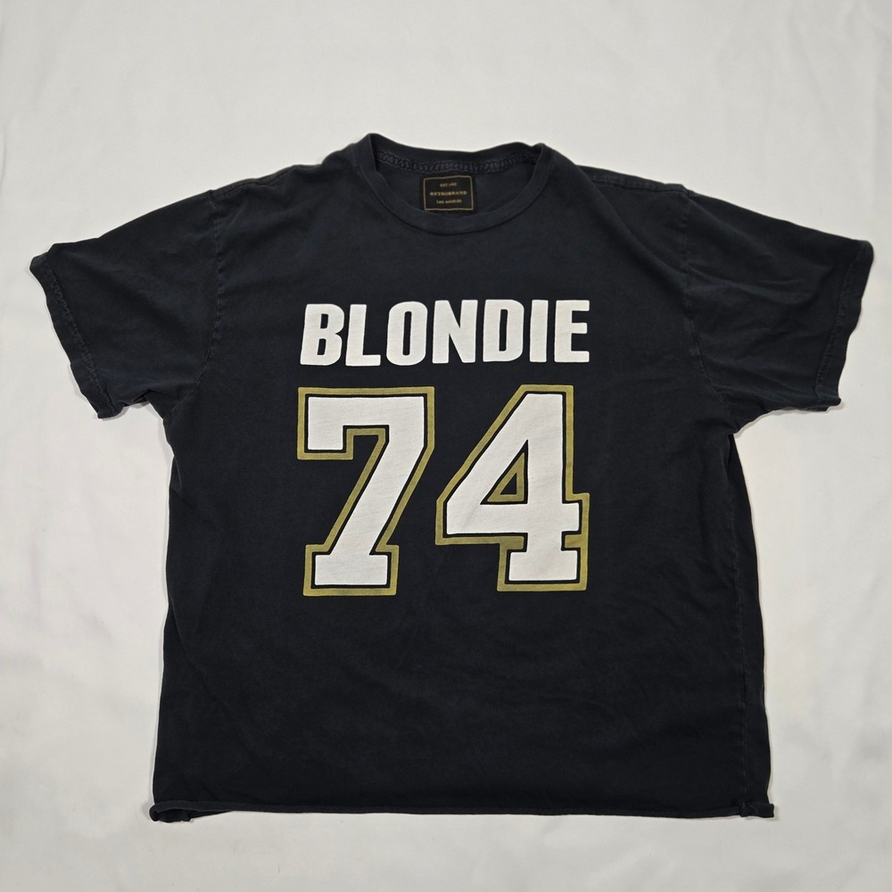 Retro Brand Blondie 74 Band T Shirt Mens M Raw Hem Boxy USA Made Black Punk Rock